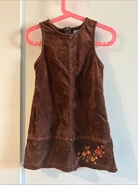 The Children's Place Brown Corduroy Dress with Floral Hem